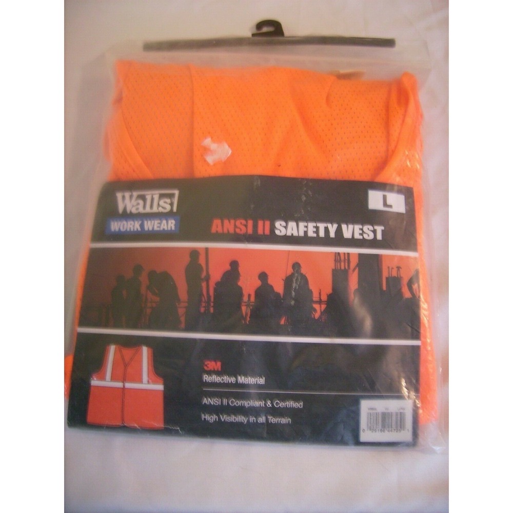 Walls Workwear Ansi II Safety Vest 3M Reflective Material  Size Large  New